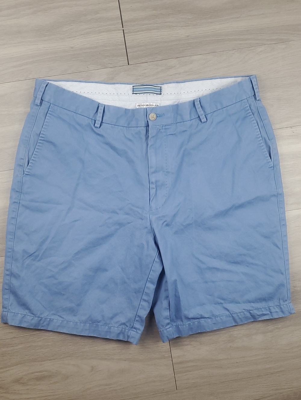Peter Millar Men's 38 Pima Cotton Golf Chino Shorts Blue 9" Inseam
